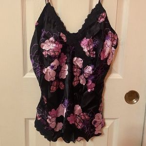 Purple Floral Black Cami